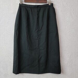VTG Adele Simpson Ribbed Black Pencil Skirt Size 10 Side Zip Lined 100% Cotton